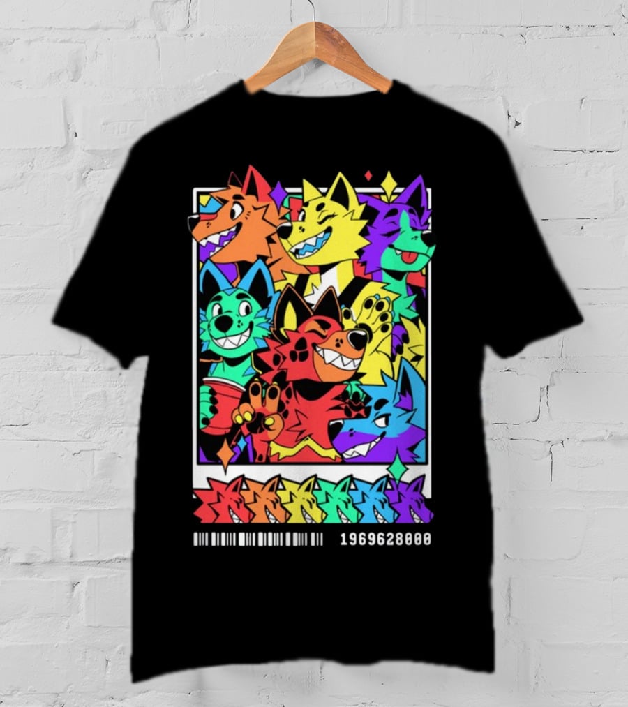 Nomadcomplex Pawlaroid Pride Colorful Wolf Characters Barcode 1969628000 T-Shirt