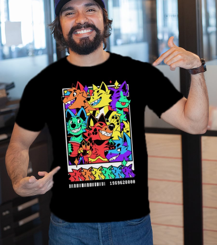 Nomadcomplex Pawlaroid Pride Colorful Wolf Characters Barcode 1969628000 T-Shirt