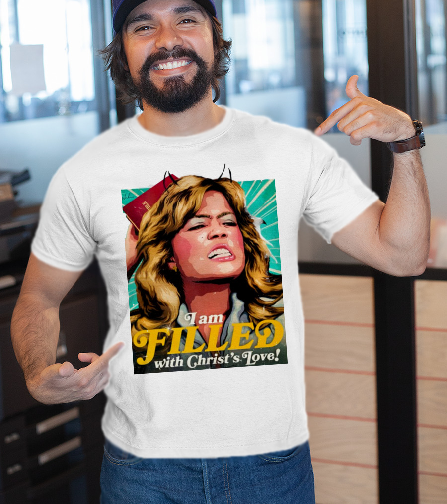I Am Filled With Christ's Love Vintage Comic Style Woman Holding Bible T-Shirt