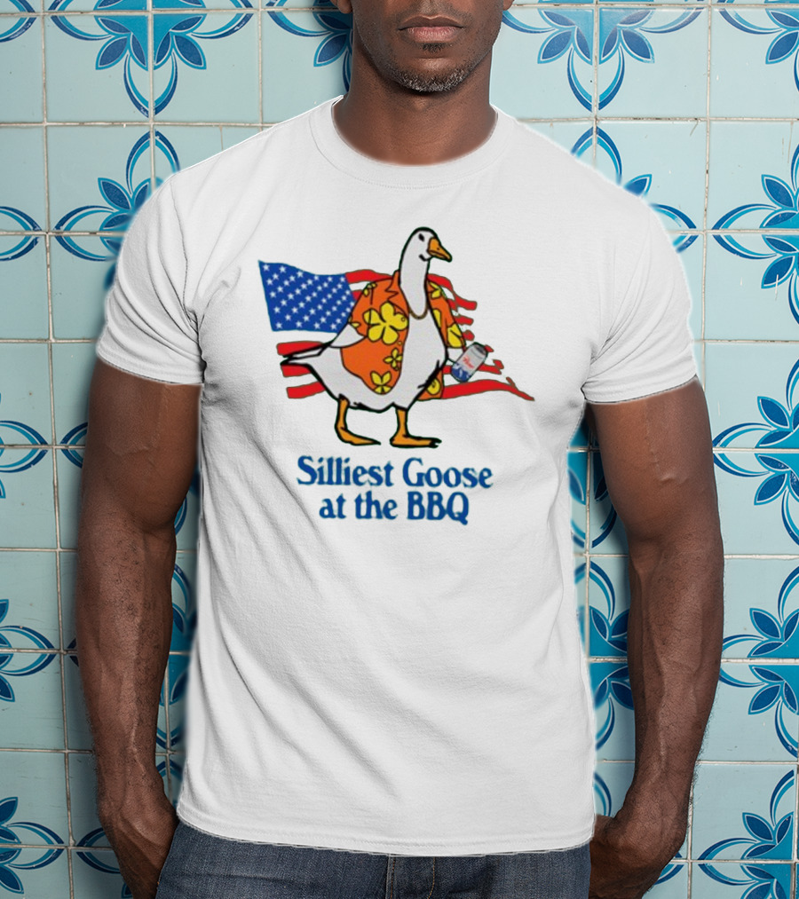 Silliest Goose At The BBQ Patriotic Hawaiian Shirt USA Flag T-Shirt