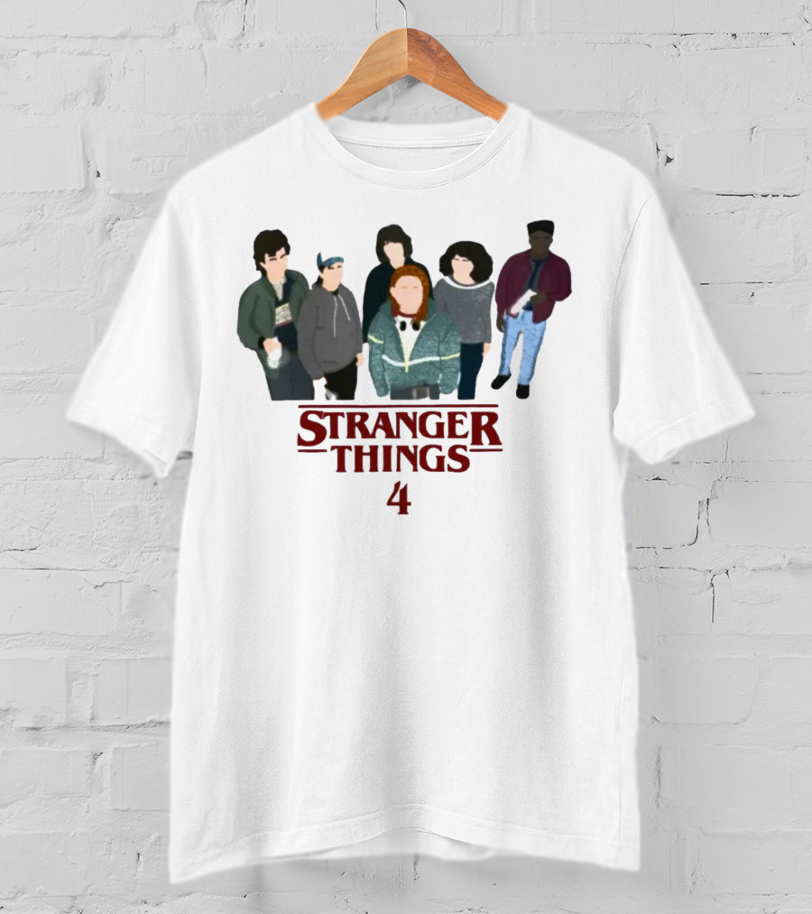 Stranger Things 4 Cast Illustration Steve Harrington Group T-Shirt