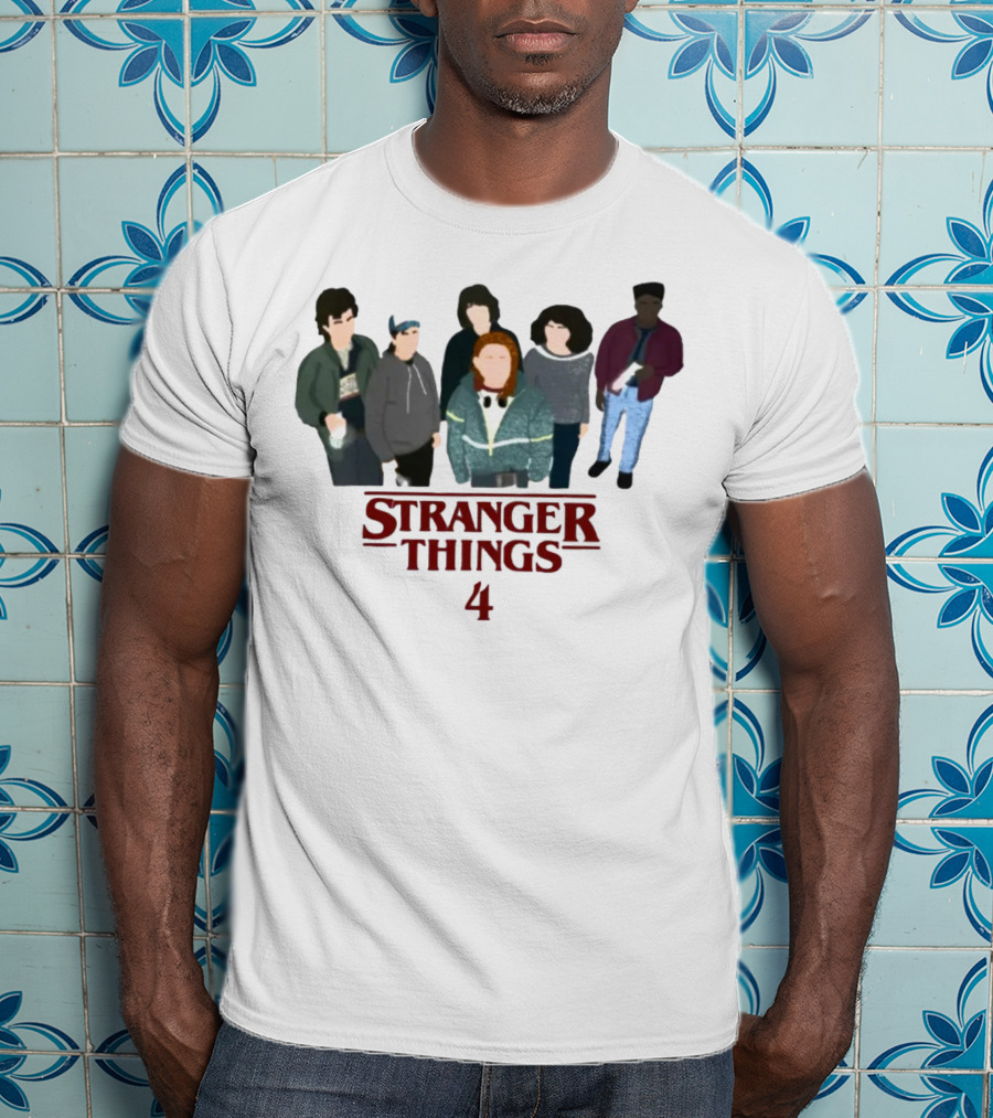 Stranger Things 4 Cast Illustration Steve Harrington Group T-Shirt