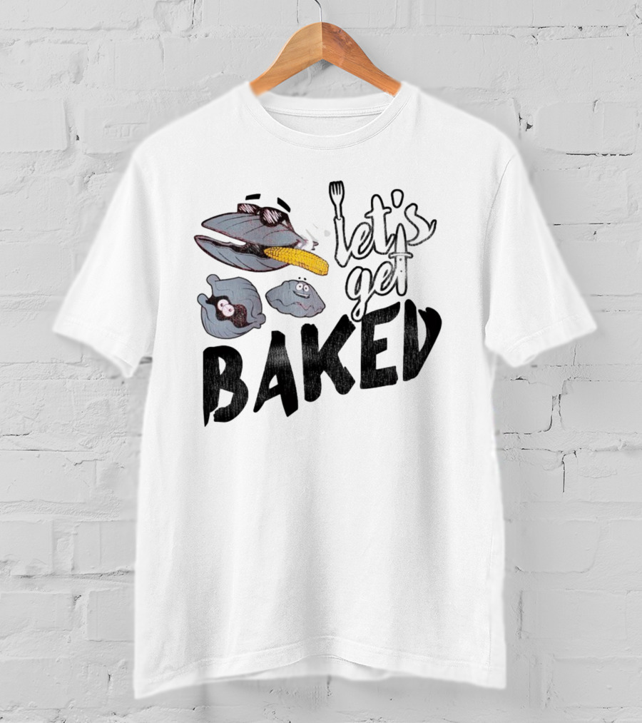 Cape Cod Clams Let's Get Baked With Corn And Cutlery Motif T-Shirt