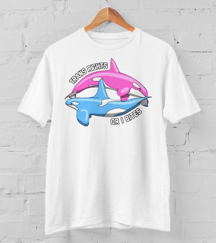 Trans Rights Or I Bites Pink And Blue Dolphins T-Shirt