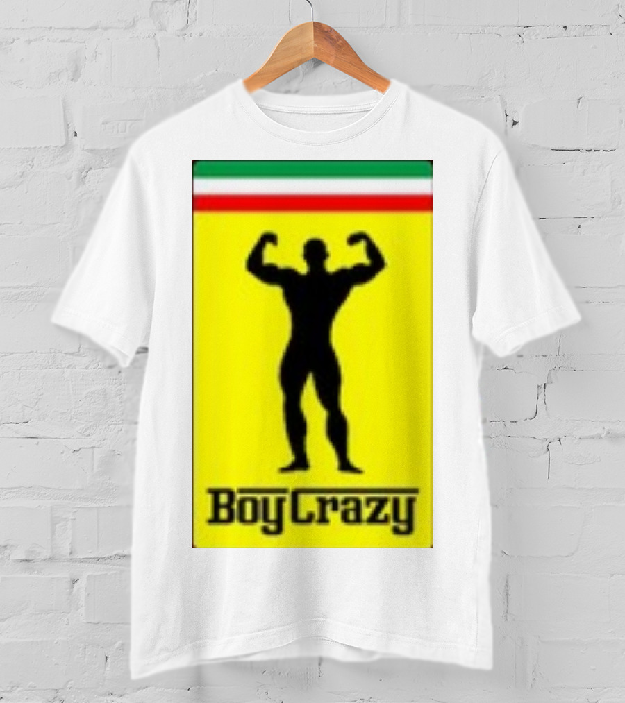 Boy Crazy Italia Bodybuilding Silhouette Italian Flag T-Shirt
