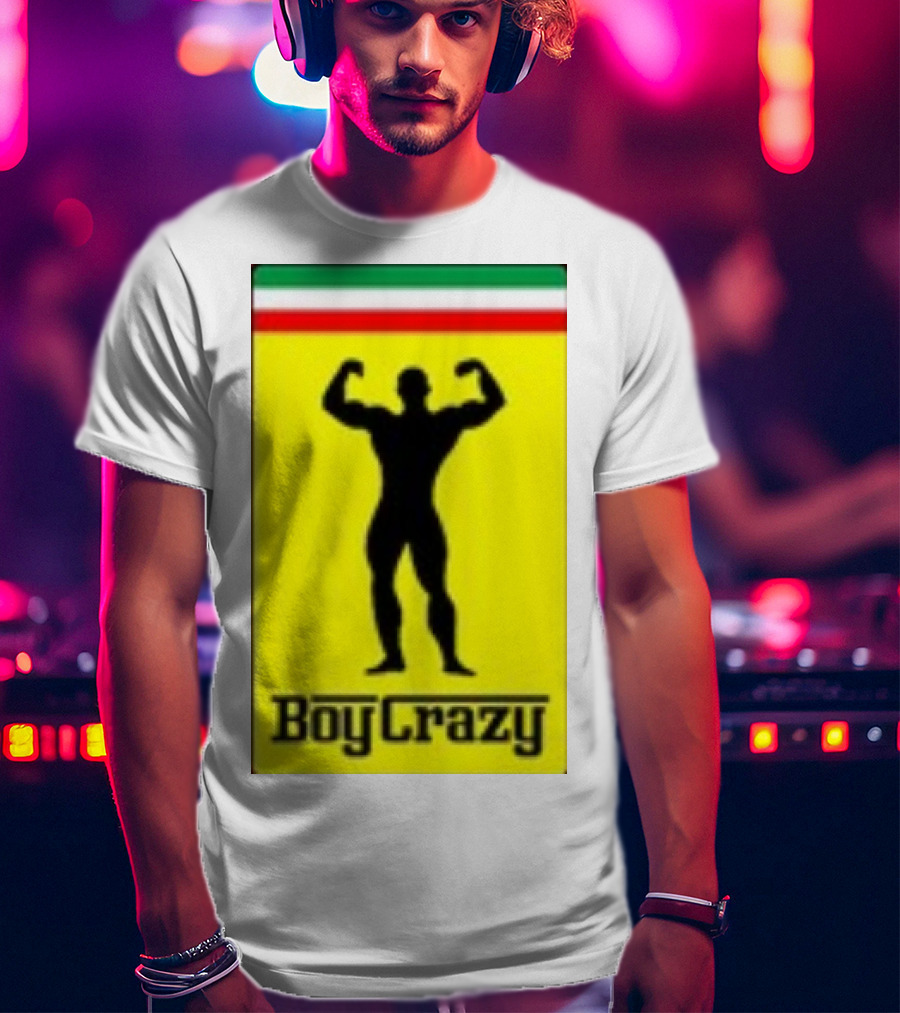 Boy Crazy Italia Bodybuilding Silhouette Italian Flag T-Shirt