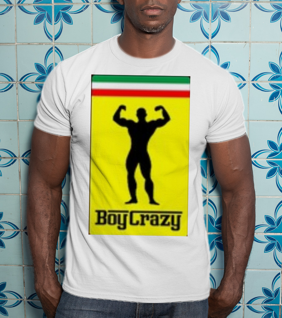 Boy Crazy Italia Bodybuilding Silhouette Italian Flag T-Shirt
