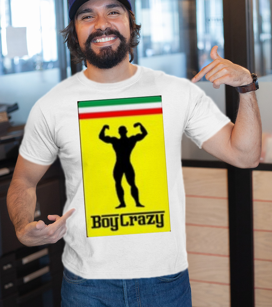 Boy Crazy Italia Bodybuilding Silhouette Italian Flag T-Shirt