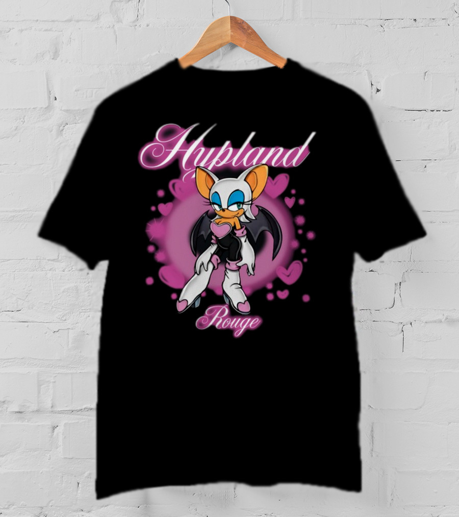 Hypland Rouge Bat Character Surrounded By Pink Hearts T-Shirt