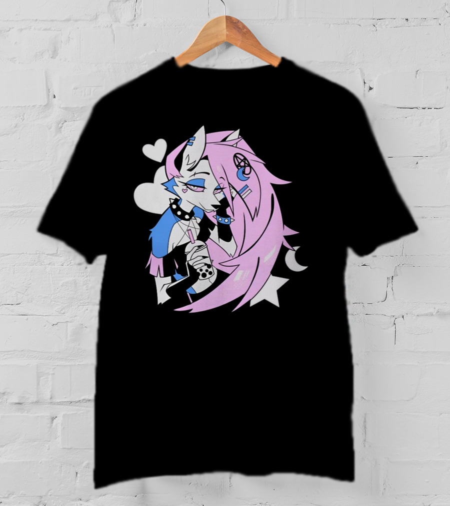 Trans Colored Loona Pastel Goth Aesthetic With Heart And Star Symbols T-Shirt