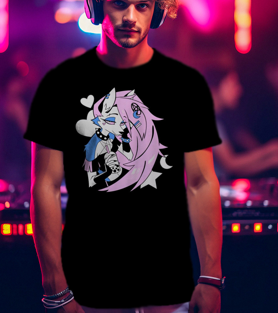 Trans Colored Loona Pastel Goth Aesthetic With Heart And Star Symbols T-Shirt