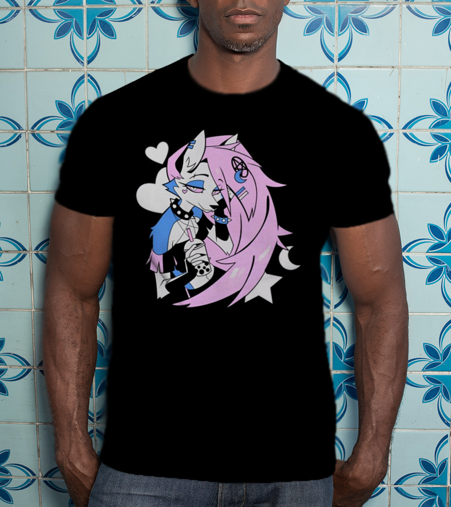 Trans Colored Loona Pastel Goth Aesthetic With Heart And Star Symbols T-Shirt