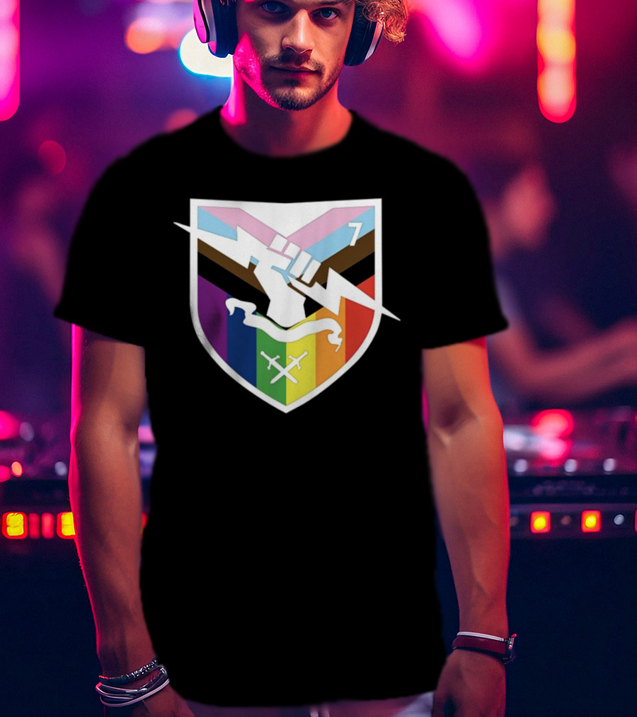 Bungie Pride Progress Flag Fist Lightning Shield T-Shirt