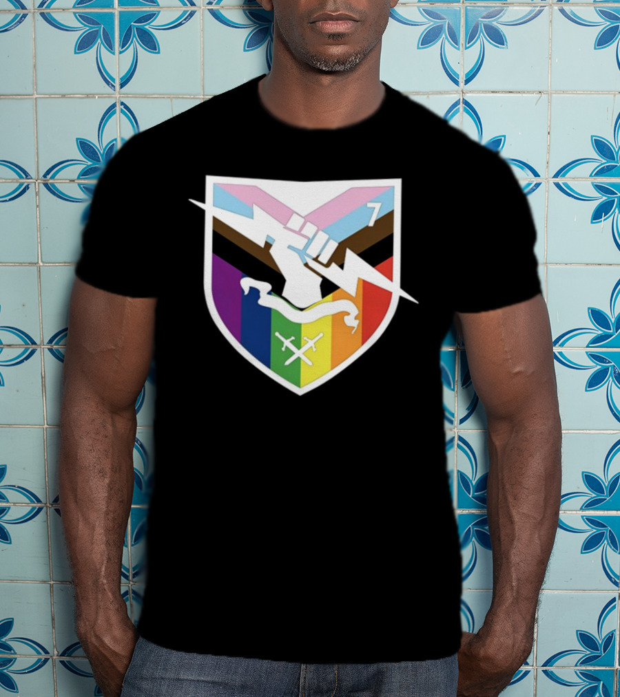 Bungie Pride Progress Flag Fist Lightning Shield T-Shirt
