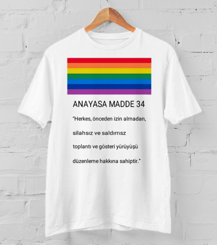 Anayasa Madde 34 Herkes İzin Almadan Silahsız Gösteri Yapma Hakkı T-Shirt