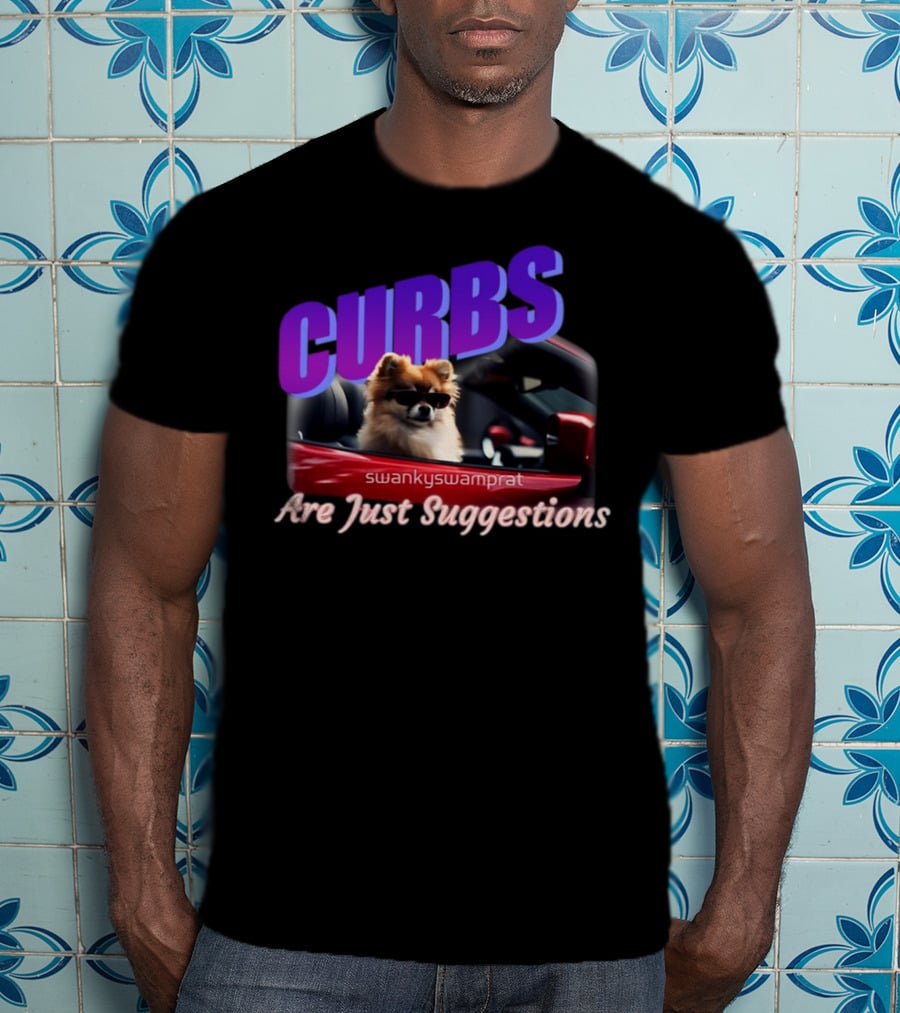 Curbs Are Just Suggestions SwankySwamprat Dog In Car T-Shirt