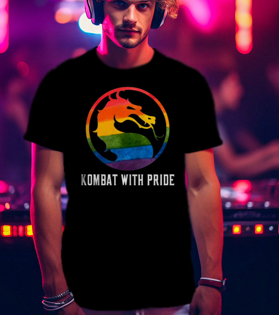 Kombat With Pride Rainbow Dragon Emblem T-Shirt