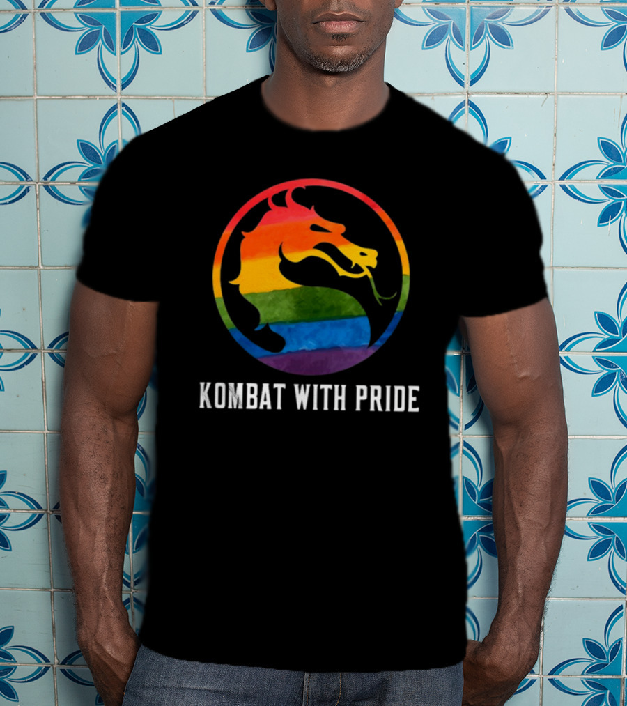 Kombat With Pride Rainbow Dragon Emblem T-Shirt