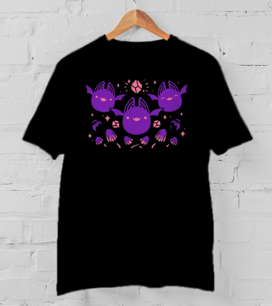 Batty Buddies Cute Purple Cartoon Bats Fun T-Shirt