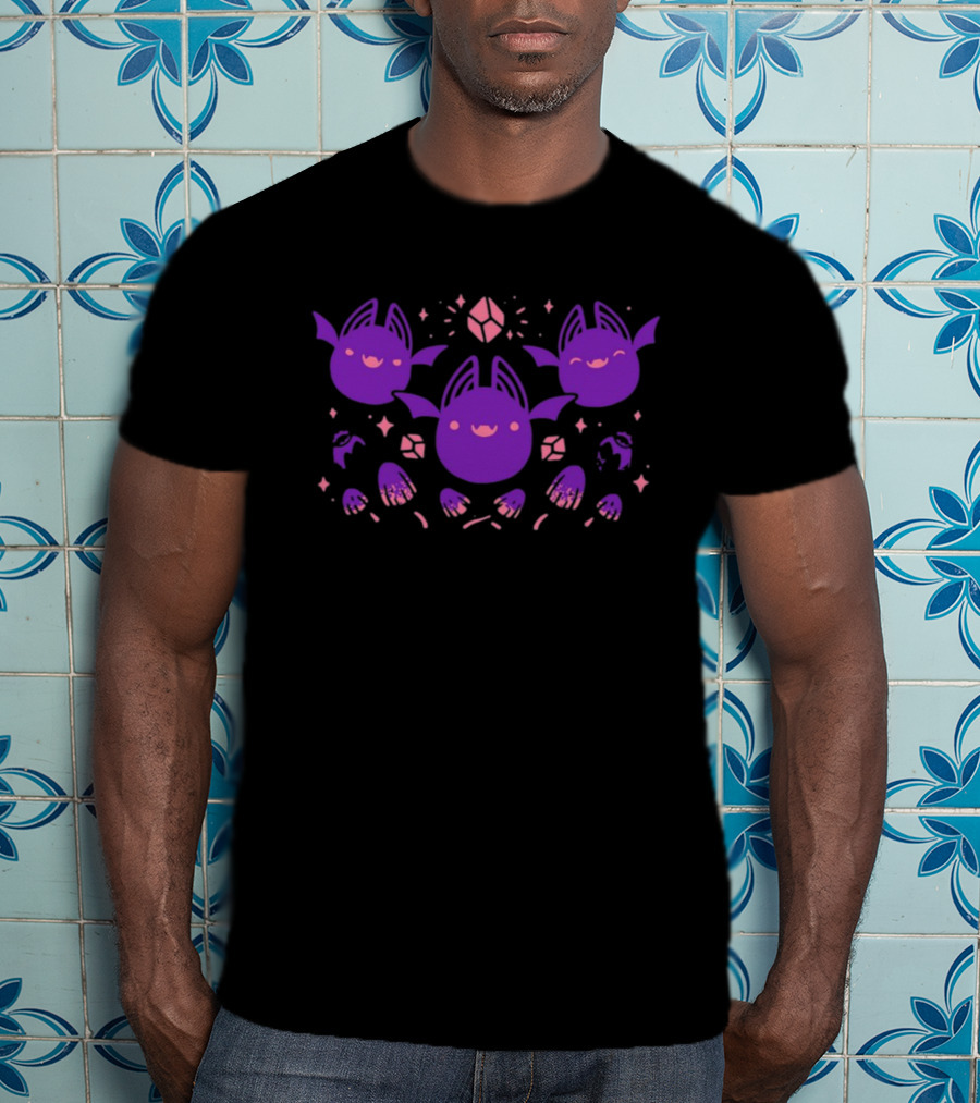 Batty Buddies Cute Purple Cartoon Bats Fun T-Shirt