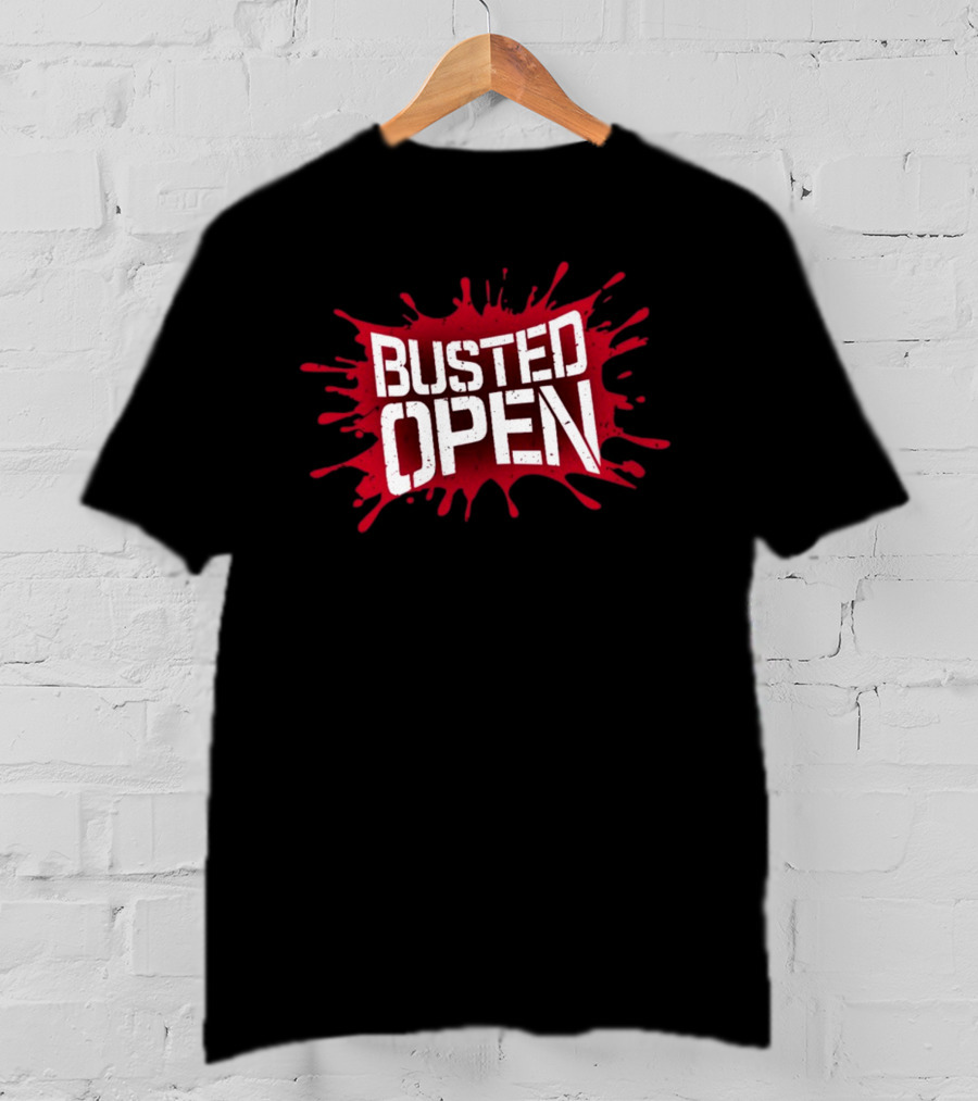 Busted Open Red Splatter Text T-Shirt