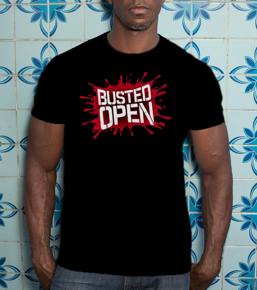Busted Open Red Splatter Text T-Shirt