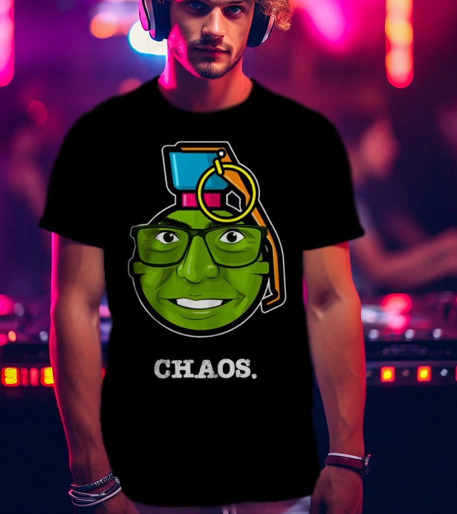 CHAOS Grenade Green Face With Glasses T-Shirt