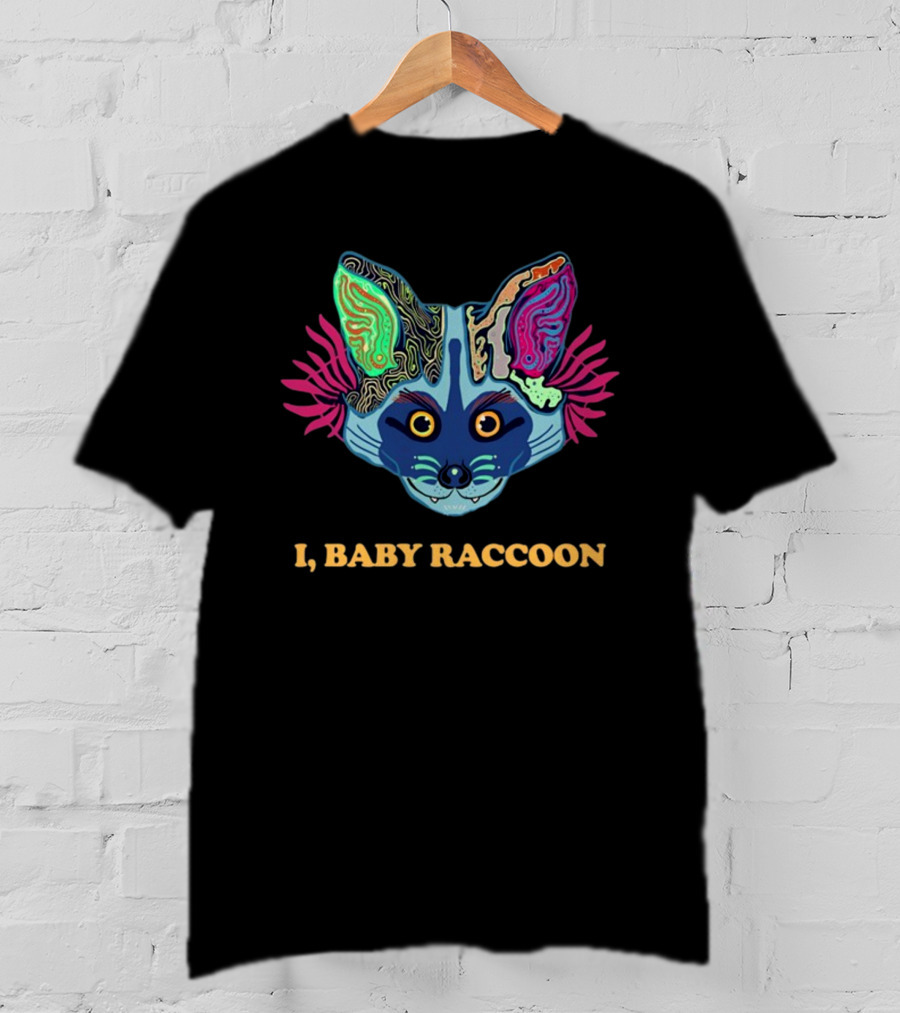 I Baby Raccoon Psychedelic Cat Face T-Shirt