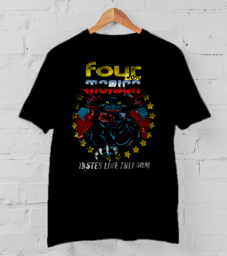 Four Loko Merica Panther With Guns Tastes Like Freedom T-Shirt