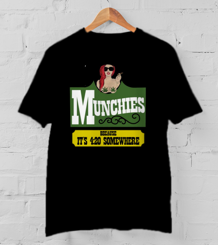 Munchies With Redhead Smoking And Cannabis Leaves Because It's 4:20 Somewhere T-Shirt