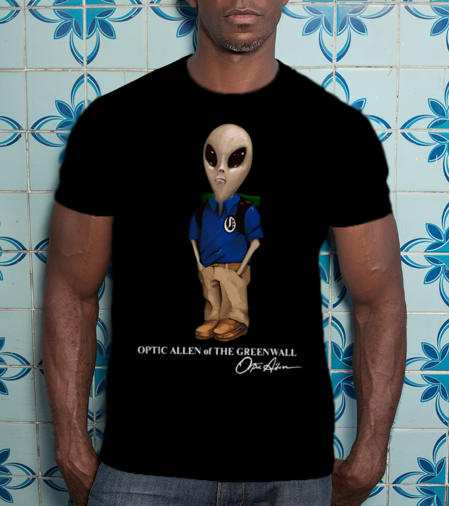 Optic Allen Of The Greenwall Alien Character With Signature T-Shirt