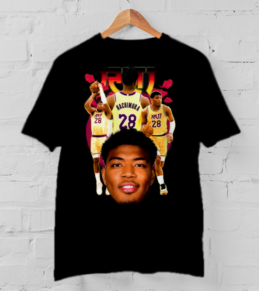 Rui Hachimura 28 Basketball Player Portrait Trio T-Shirt