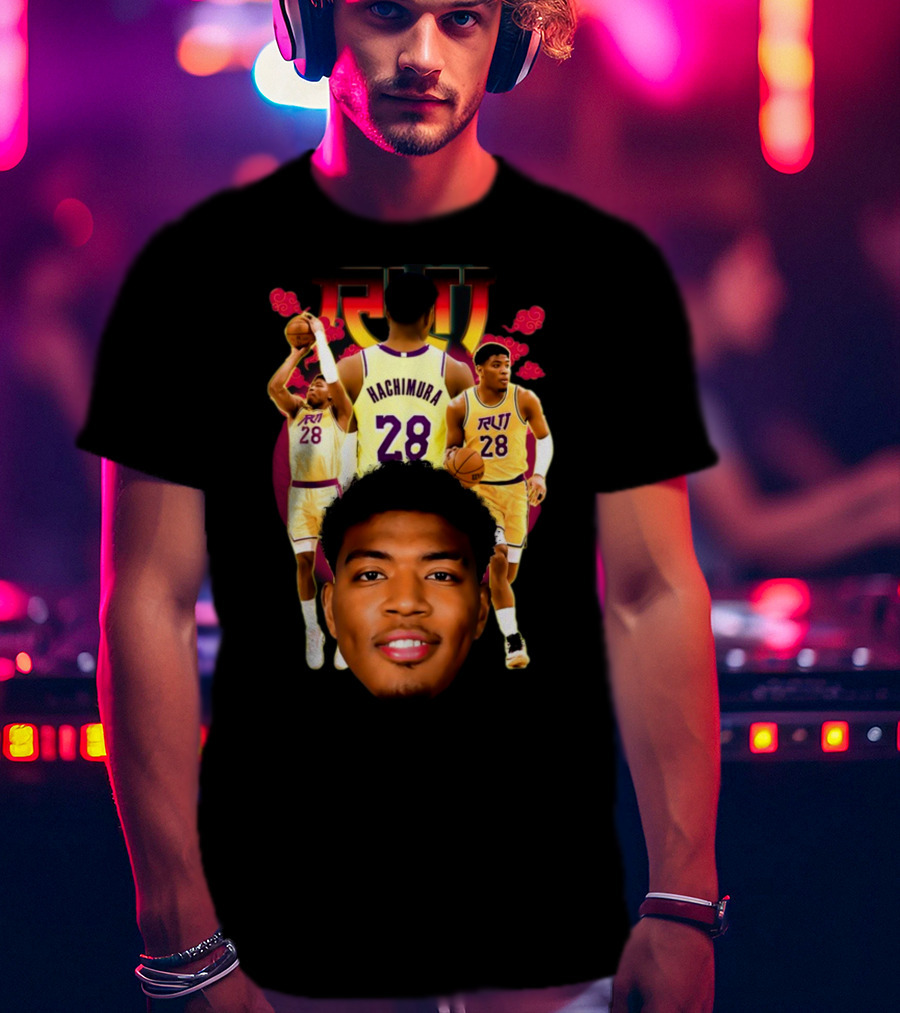 Rui Hachimura 28 Basketball Player Portrait Trio T-Shirt