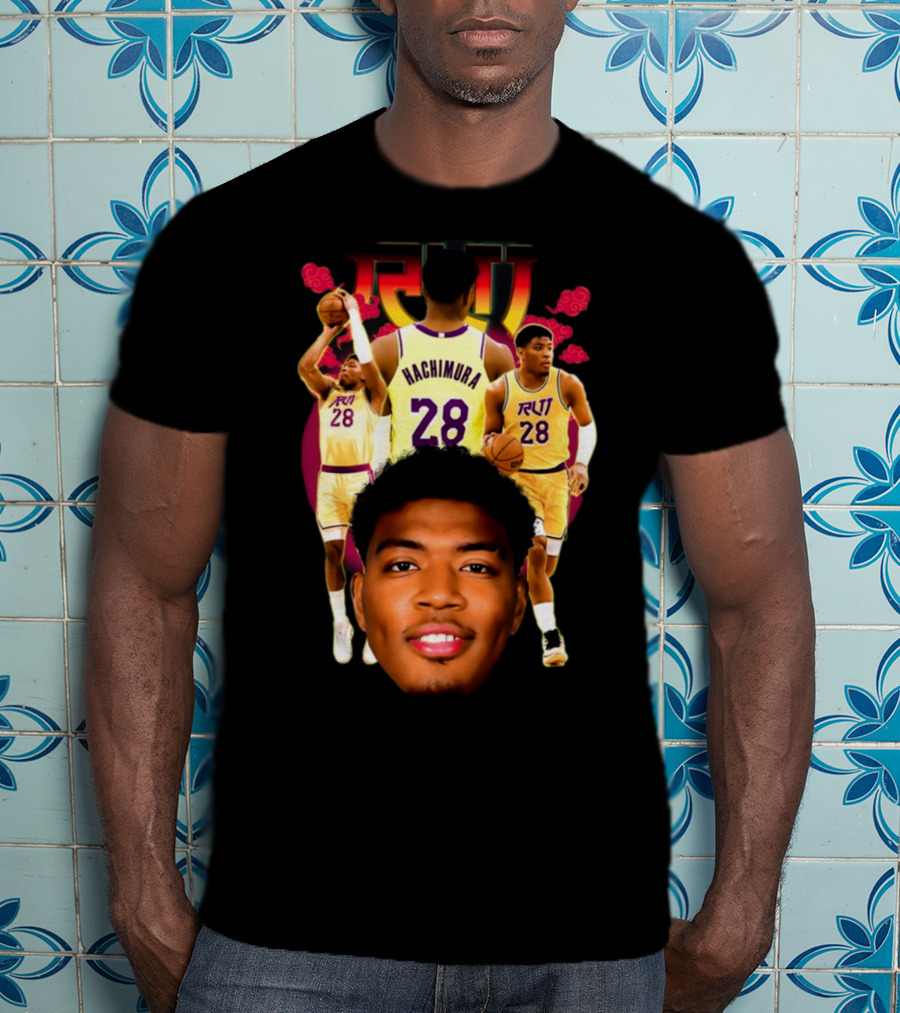 Rui Hachimura 28 Basketball Player Portrait Trio T-Shirt