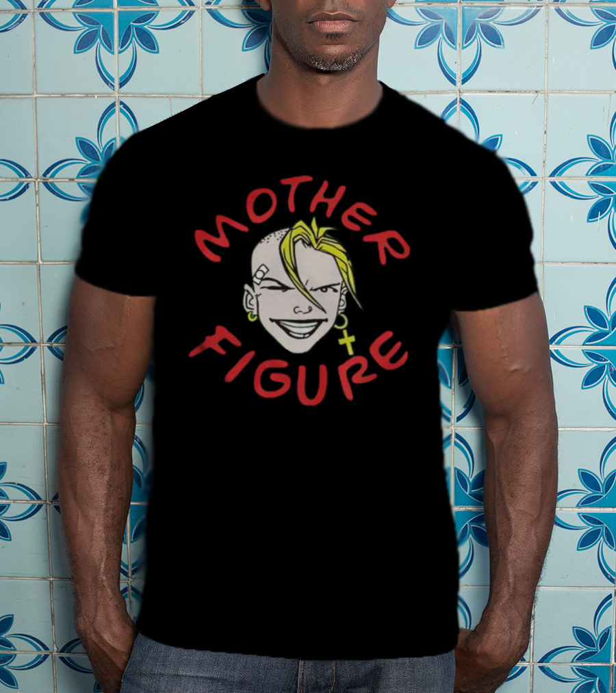 Mother Figure Rebel Character With Cross Earring And Bandage T-Shirt