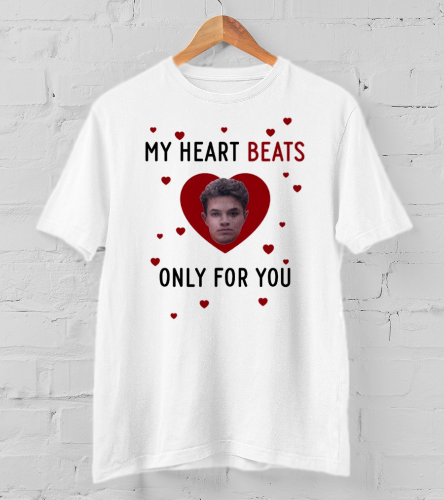 My Heart Beats Only For You Red Heart Face T-Shirt