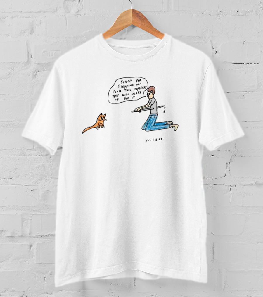 Stepping On Tail Apology With Cat And Man Offering Gift T-Shirt