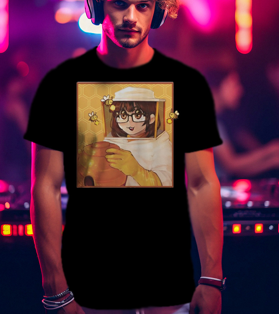 Bizabizow Bee Zabizow Honeycomb Beekeeper Anime Character With Bees And Honeycomb Background T-Shirt