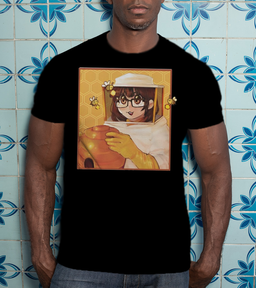 Bizabizow Bee Zabizow Honeycomb Beekeeper Anime Character With Bees And Honeycomb Background T-Shirt