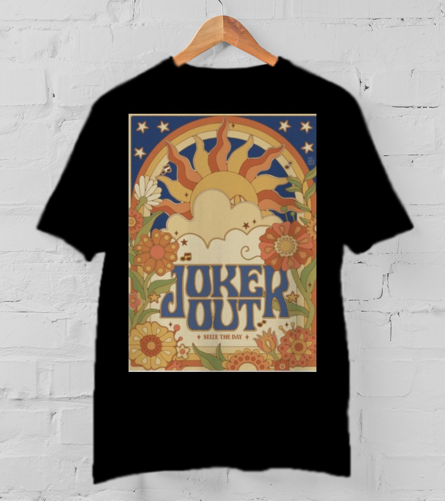 Joker Out Seize The Day Retro Floral Sunburst T-Shirt