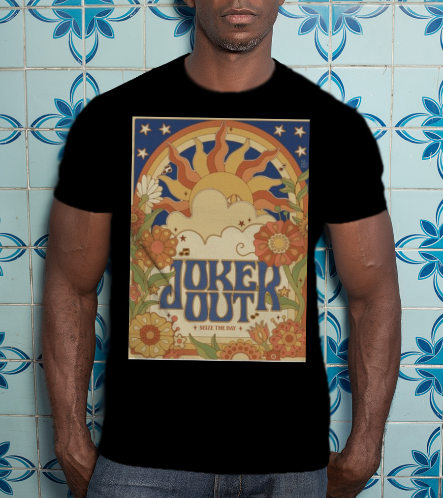 Joker Out Seize The Day Retro Floral Sunburst T-Shirt
