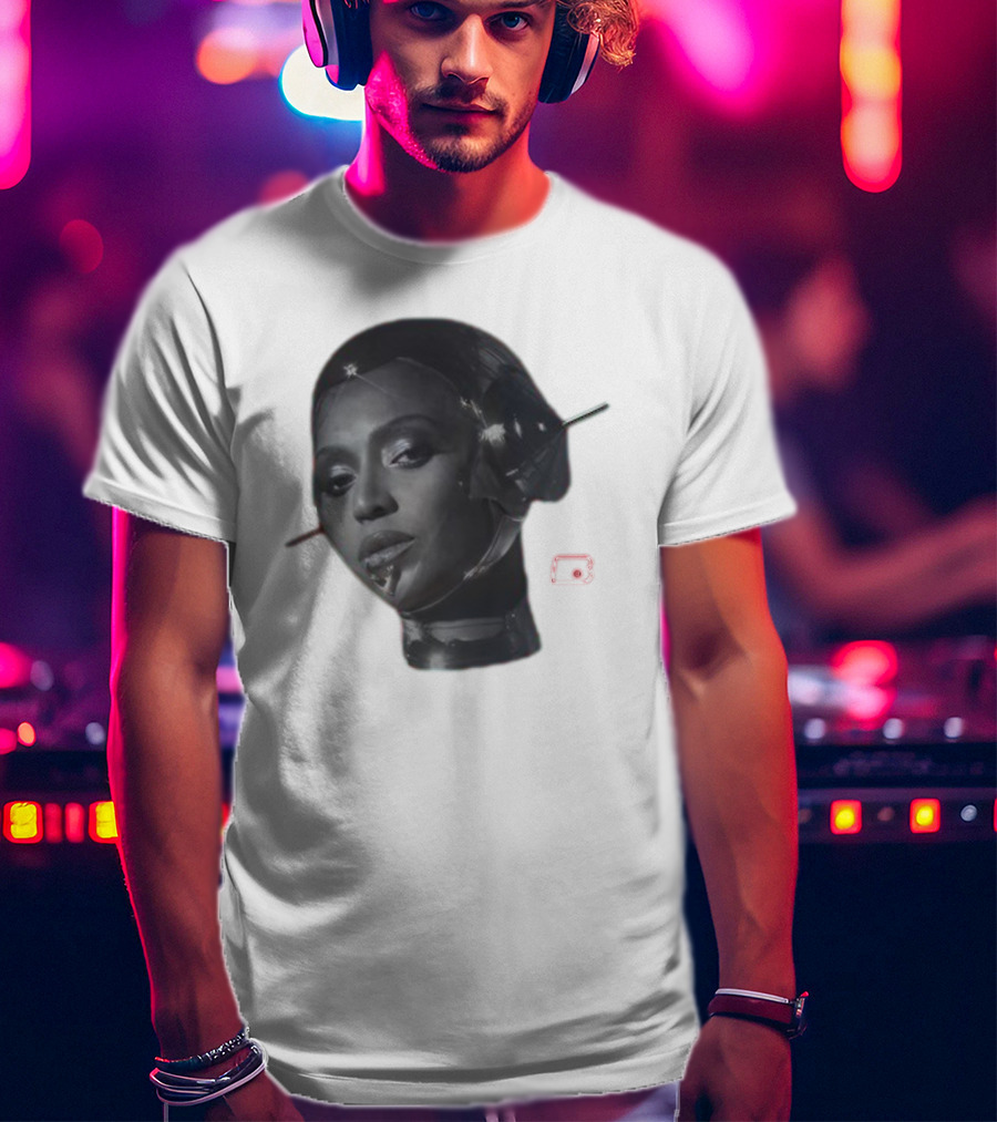 Beyoncé Sorayama Robotic Portrait With Neon B T-Shirt