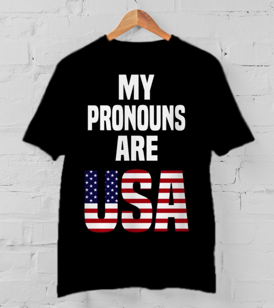Enes Freedom My Pronouns Are USA American Flag T-Shirt