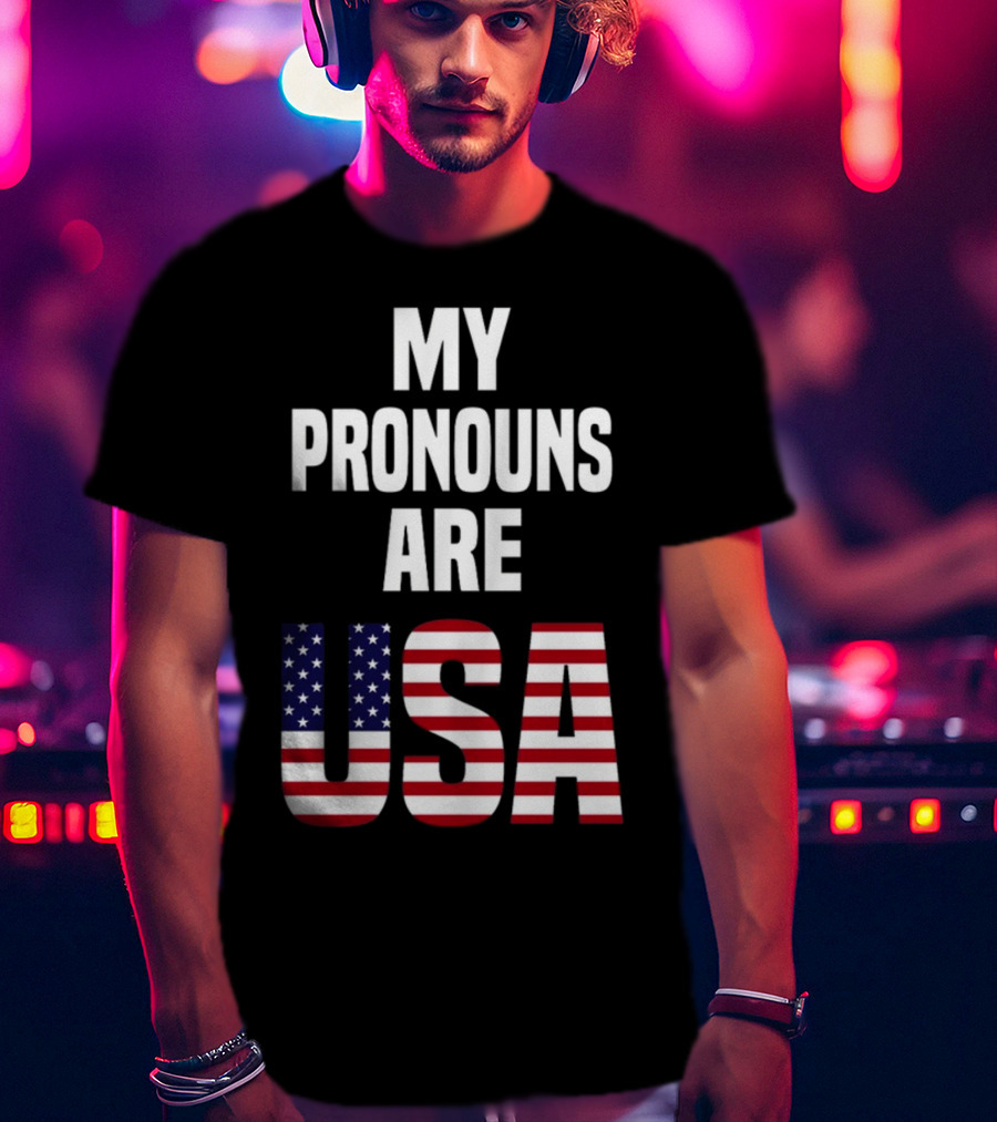 Enes Freedom My Pronouns Are USA American Flag T-Shirt