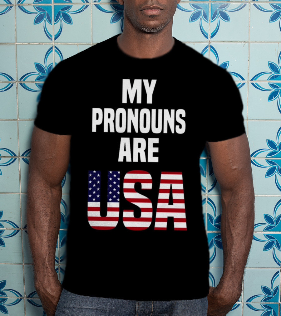 Enes Freedom My Pronouns Are USA American Flag T-Shirt