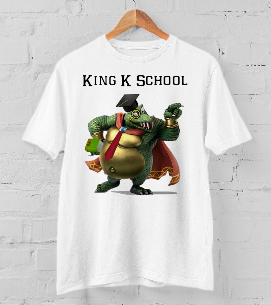 King K School Graduation Crocodile With Book And Cap T-Shirt