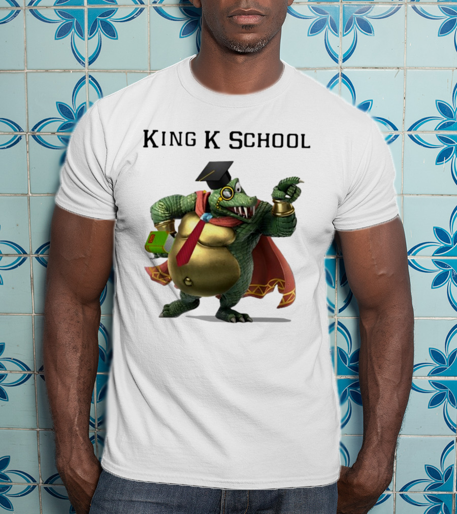 King K School Graduation Crocodile With Book And Cap T-Shirt