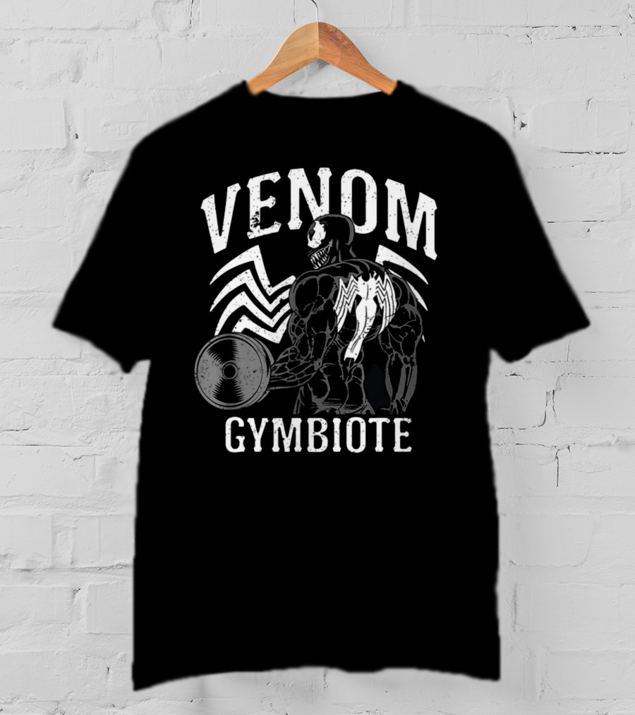 Venom Gymbiote Workout Bodybuilding Fitness Icon With Dumbbell And Spider T-Shirt