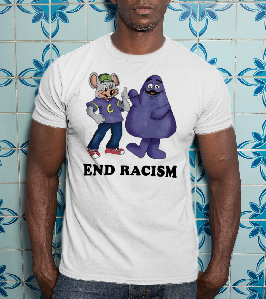 End Racism Aprilassembly Grimmace And Cartoon Mouse T-Shirt