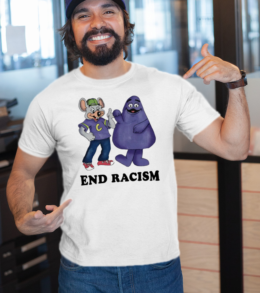 End Racism Aprilassembly Grimmace And Cartoon Mouse T-Shirt